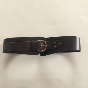 Genuine Leather Brass Corset Belt Wide Heavy Brown Leather Belt Size XL 34"-38"